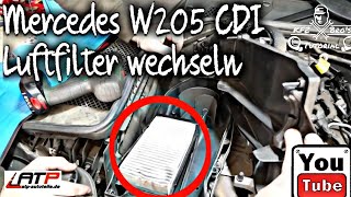 Mercedes W205 CDI Luftfilter wechseln  Anleitung  Inspektion  Change  Replace Air Filter [upl. by Ayanat]