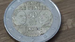 2 EUROS commémorative 2013 France 50 ans du traité de lÉlysée [upl. by Tripp]