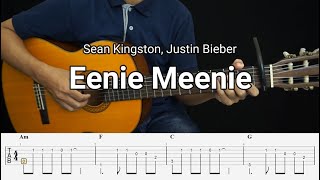 Eenie Meenie  Sean Kingston Justin Bieber  Fingerstyle Guitar Tutorial TAB  Chords  Lyrics [upl. by Tnecnivleahcim]