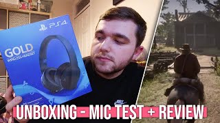 Playstation 4 GOLD Wireless Headset UNBOXING  MIC TEST  REVIEW [upl. by Neona]