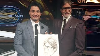 Kaun Banega Crorepati 8  Ali Zafar Sketches Amitabh Bachchan Live [upl. by Gnourt]