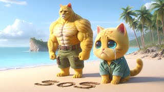 Cat and Father Escaped from The Desert Island cat cute ai [upl. by Acirema]