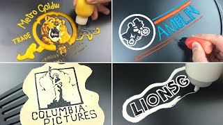 Film Studio Logos Pancake Art  MGM Columbia Pictures Amblin Entertainment Lionsgate [upl. by Clover]