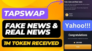 Fake News amp Real News Code  TapSwap New Cinema Code Revealed  8 July Task No 2 [upl. by Eatnwahs554]