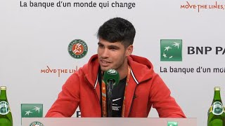 Carlos Alcaraz reveals if hed play mixed doubles with girlfriend like Stefanos Tsitsipas [upl. by Abate475]