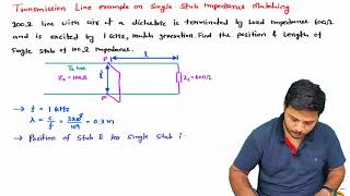 Transmission Line Example on Single Stub Impedance Matching in Microwave Engineering [upl. by Anwat]