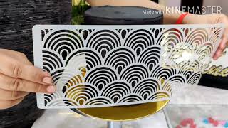 Gold stencil pattern  best stencil design for fondant cake [upl. by Aicenat]