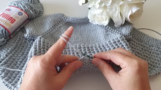 1 Yumaktan yakadan başlamalı yelek modeli 😍Baştan sona anlatım knitting tejido [upl. by Nwahsed]