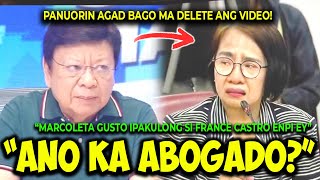 KAKAPASOK LANG SENATOR MARCOLETA IPAPAKULONG SI CONVICTED FRANCE CASTRO DAHIL WALANG ALAM SA BATAS [upl. by Jacenta]