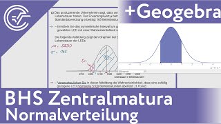 Zentralmatura Mathematik Normalverteilung  invNorm in Geogebra  Bifie Aufgabenpool erklärt [upl. by Turne]