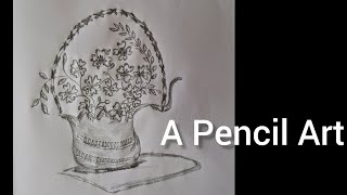 A Pencil Art  Drawing a Flower Vase [upl. by Kcirttap]