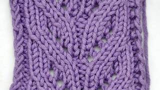 How to Knit  Lace Stitch Leaves Rib  Knitting Stitch [upl. by Velvet]