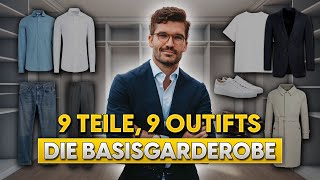 9 Kleidungsstücke 9 Outfits Die Basisgarderobe  Stylingtipps für Männer [upl. by Bobbye]