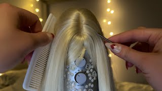 Scalp Check amp Massage on Real Hair Metal Tool  Comb ASMR [upl. by Pirzada630]