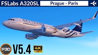 P3D v54 FSLabs A320 SL Air France  Prague to Paris  VATSIM Full flight  4K Ultra HD [upl. by Swartz]