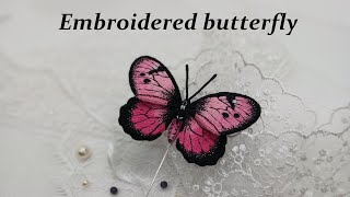 Acraea embroidered butterfly butterfly handmade embroidery tutorial crealandia flyflycreations [upl. by Lesli724]