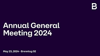 Brenntag SE Annual General Meeting 2024 Speech of the CEO [upl. by Lenka]