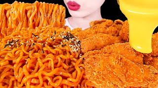 ASMR MUKBANG｜SPICY FIRE NOODLES amp KFC CHICKEN amp CHEESE SAUCE 불닭볶음면 amp KFC 치킨 amp 치즈소스 EATING SOUNDS 먹방 [upl. by Aigroeg980]