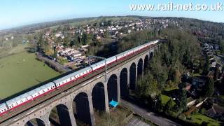 92039 crosses the Digswell Viaduct with UK Railtours Lincolnshire Coaster  Aerial Video [upl. by Herson594]