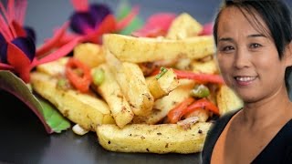 Spicy Parsnip Fries Recipe Chinese Vegetarian Cooking Recipe [upl. by Kroo76]