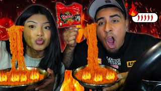 WE TRIED THE WORLDS SPICIEST NOODLE too spicy [upl. by Attenwahs]