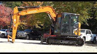 Hitachi ZX75US7 MidSized Excavator Walkaround  Extremely Versatile [upl. by Enieledam]