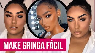 MAKE GRINGA FACIL PARA PELE NEGRA MORENA  O SEGREDO DA MAQUIAGEM NIVEL GRINGA  Makeuprhaissa [upl. by Raquel]