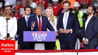 WATCH Trump Invites His Children Up Onstage At Campaign Rally In Pittsburgh Pennsylvania [upl. by Yeltsew]