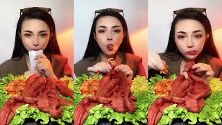 ASMR MUKBANG spicy food egg Spicy sausage noodles [upl. by Netsrik533]