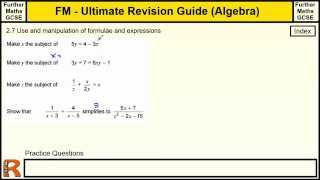 Manipulating Formulae and Expressions  Ultimate revision guide for Further maths GCSE [upl. by Efinnej437]