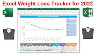 Excel Daily Weight Tracker App for 2022  Track Your Weight Loss  Set Weight Goals  Spreadsheet [upl. by Alon]