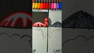 Drawing Bat with REALISM Technique 🦇✨🖌️ halloween music art drawing song posca [upl. by Yna]