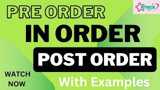 Detailed explanation of Preorder Inorder postorder with Examplespreorderinorder postorderbtech [upl. by Brenda]