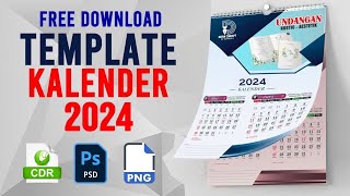 TEMPLATE KALENDER 2024 CDR  SIAP PAKAI  FREE DOWNLOAD  FREE USE 🤝 [upl. by Neerbas]