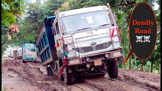 Deadly Road ☠️☠️ 02  Trucks Are Running On Deadly Road  14 Wheeler amp 12 Wheeler Hywa amp Dala Body [upl. by Llewoh]