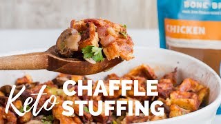 The Best CHAFFLE STUFFING  A Keto Thanksgiving Stuffing Recipe  LOW CARB HOLIDAY SIDE DISH [upl. by Goto925]