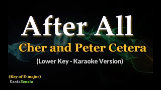 After All  Cher and Peter Cetera  Lower Key  Karaoke Version [upl. by Rafaelof315]