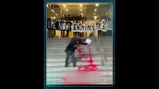 Jewish activists cover the steps of the Israeli consulate in Toronto with red paint over war on Gaza [upl. by Ailhad465]