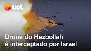 Drone do Hezbollah é interceptado pelas Forças Aéreas israelenses assista ao vídeo [upl. by Sral912]