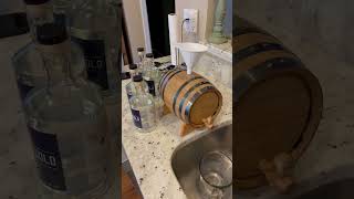 Oak Barrel Water Draining  Filling with Moonshine [upl. by Nyrrat858]