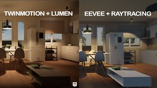 REALTIME RENDERING  TWINMOTION LUMEN vs BLENDER EEVEE RAYTRACING [upl. by Anastos]