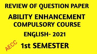 AECC english semester 1 question paper 2021 Question paper aecc DU English aecc question paper 2021 [upl. by Carol]