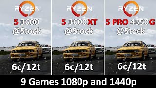 Ryzen 5 3600 vs Ryzen 5 3600XT vs Ryzen 5 Pro 4650G  Test in 9 Games 1080p and 1440p [upl. by Nana853]