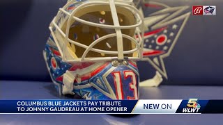 Columbus Blue Jackets honor Johnny Gaudreau during first home game of NHL season [upl. by Sahpec696]