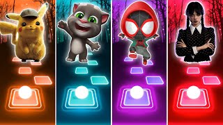 Pikachu vs Talking Tom vs Spiderman vs Wednesday  Tiles Hop [upl. by Oinoitna513]