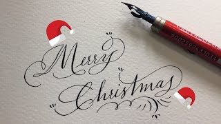 How to write Merry Christmas in simple fancy amp beautiful calligraphy  For Beginners [upl. by Argela701]