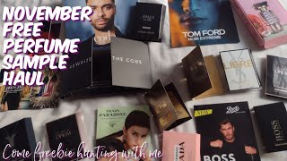 UK free perfume sample haul  How to get freebies by mail 2022  November 2022 free sample haul [upl. by Ozan]