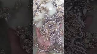 DX040 Shop Online Pearls Beaded Corded Embroidered Lace Material Fabric For Dresses [upl. by Lleirbag822]