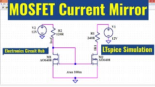 LTSpice MOSFET Current Mirror  Simulation [upl. by Refanej]