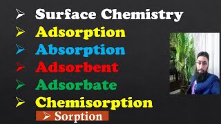 Surface chemistryAdsorptionAbsorptionAdsorbateAdsorbentSorption ChemisorptionUrdu\hindiSaad [upl. by Afesoj675]